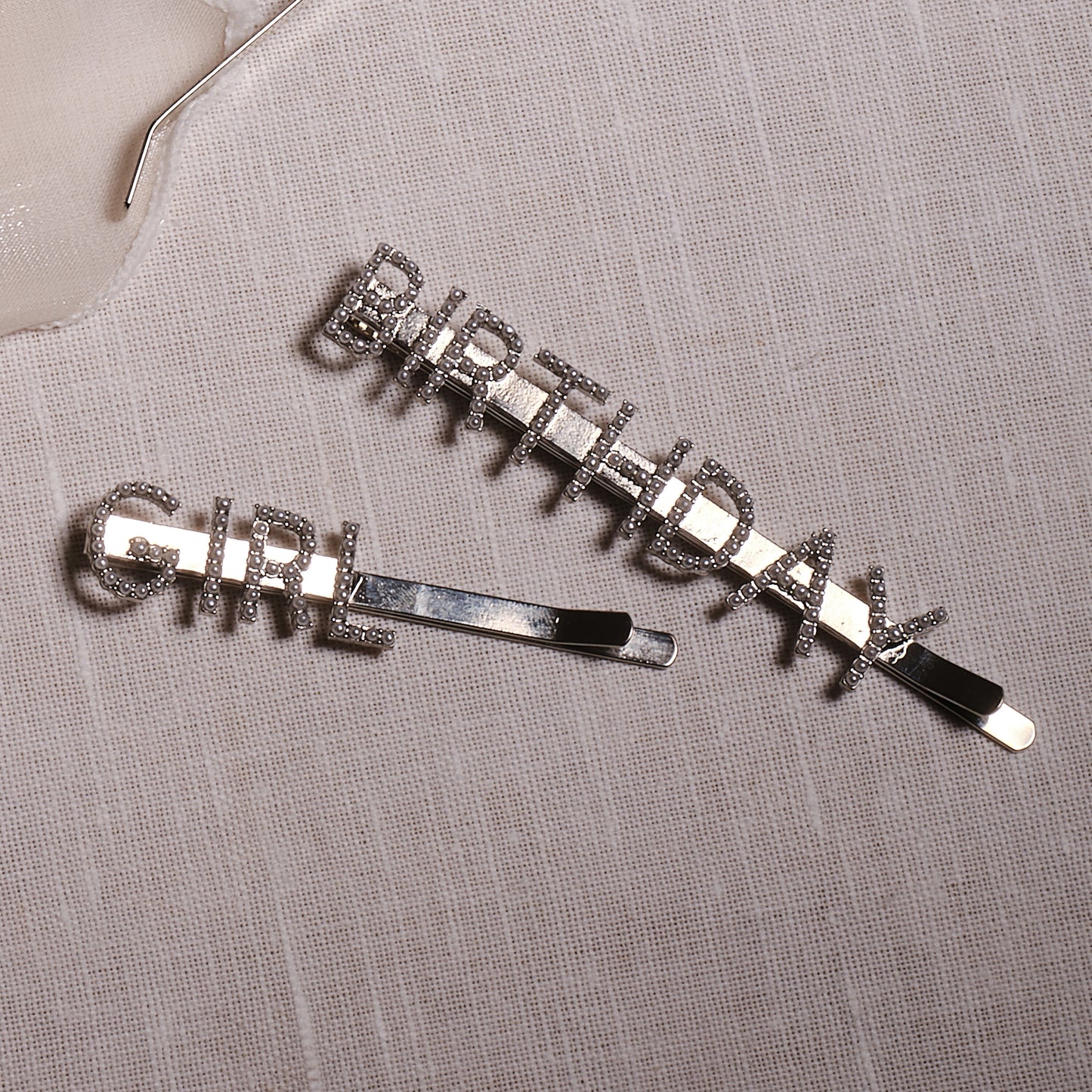 Pearl Embellished 'Birthday Girl' Hair Slides