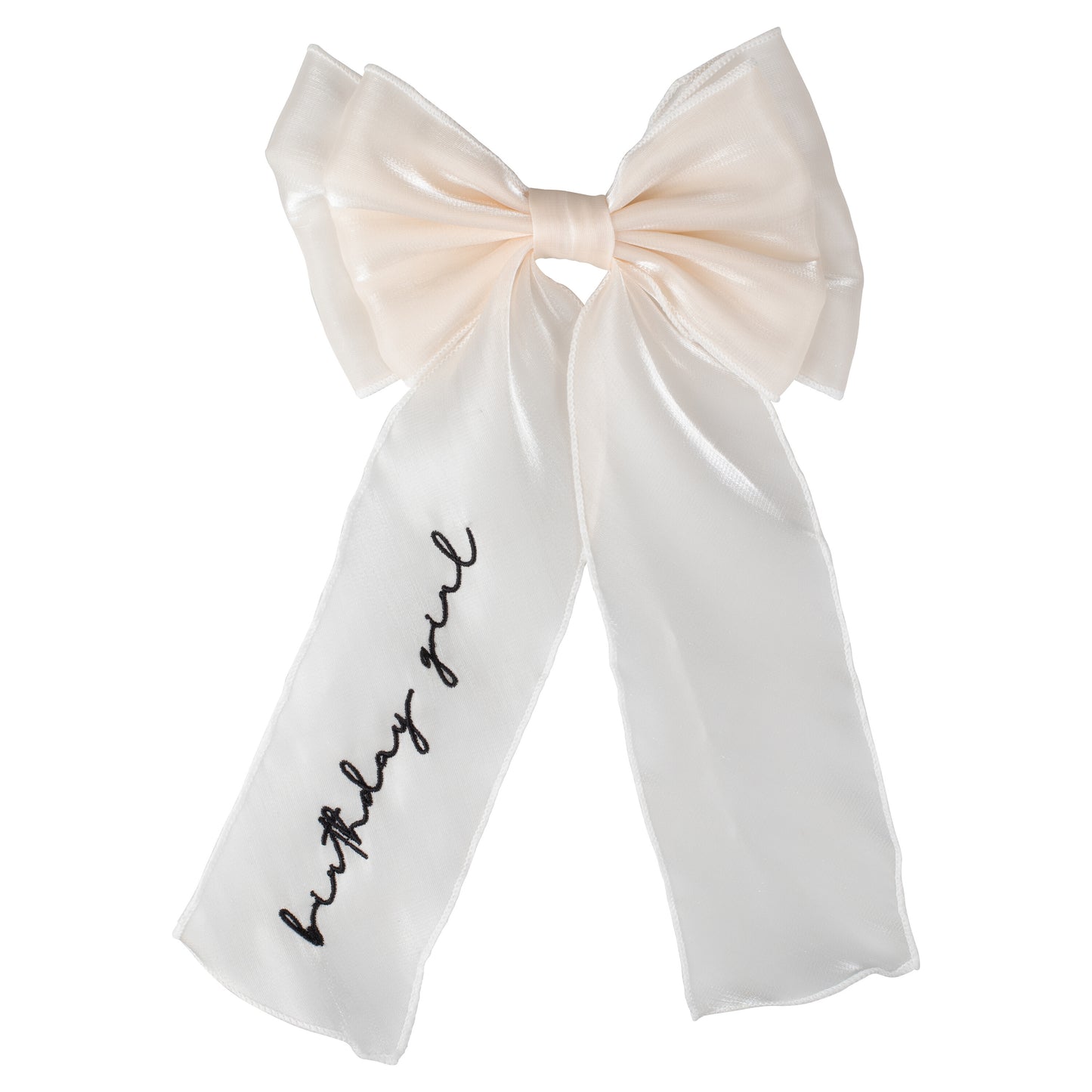 Ivory Embroidered 'Birthday Girl' Hair Bow