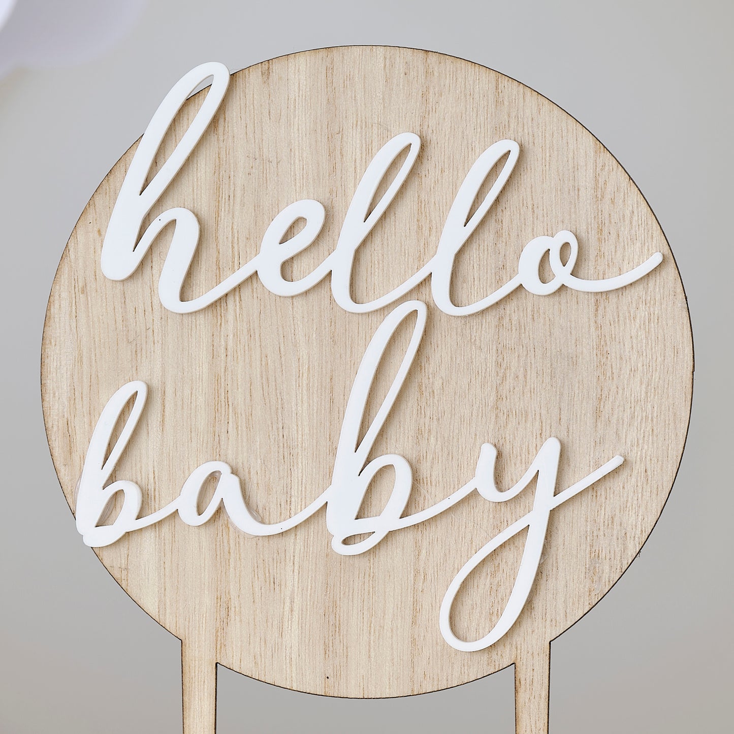 Hello Baby Wood and Acrylic Baby Shower Cake Topper