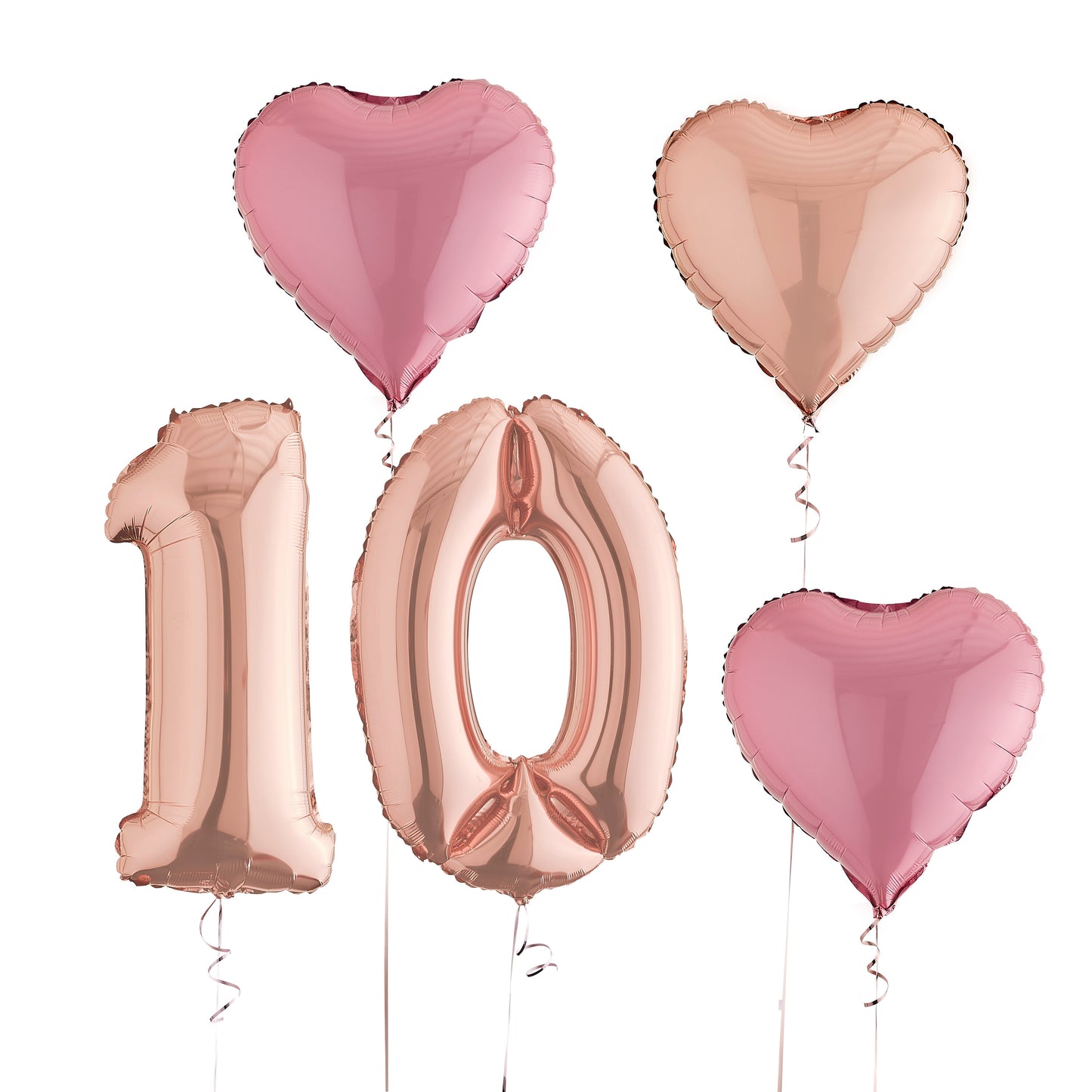 10th Birthday Rose Gold Helium Deluxe Bunch Balloons Delivered