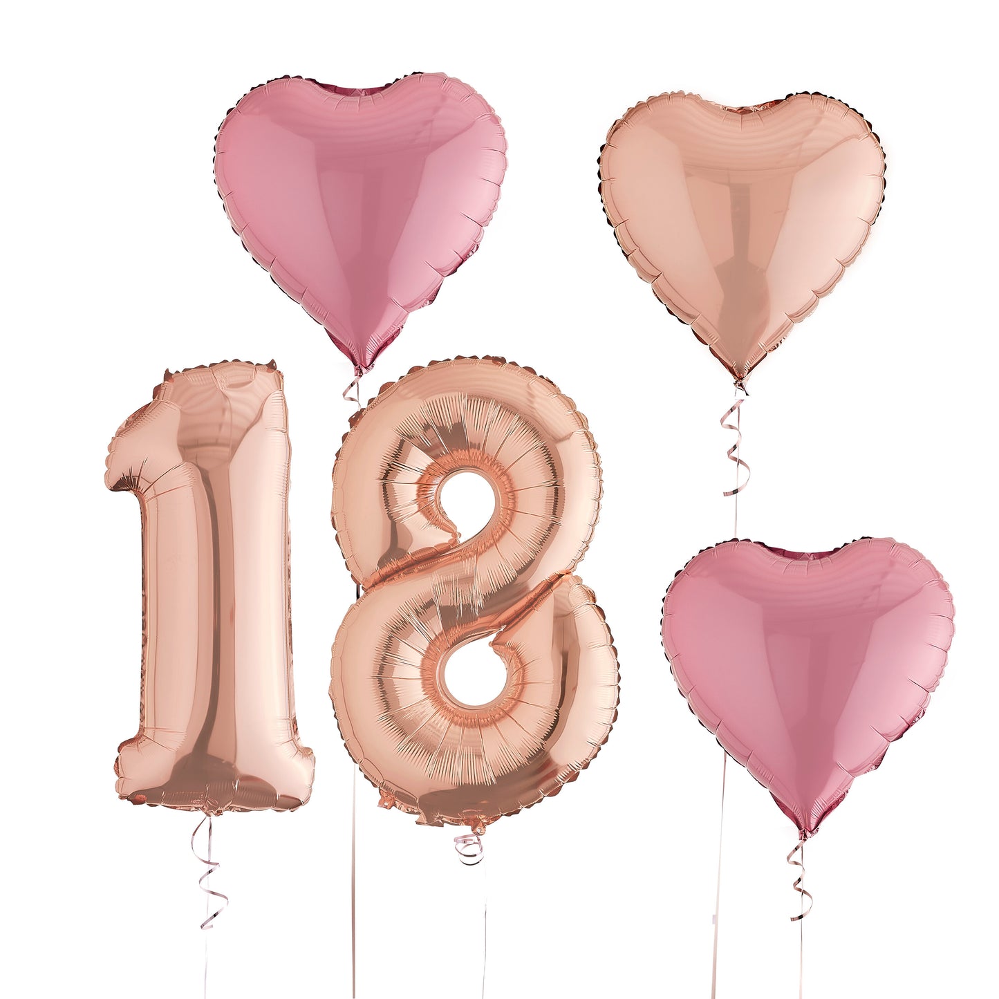 18th Birthday Rose Gold Helium Deluxe Bunch Balloons Delivered