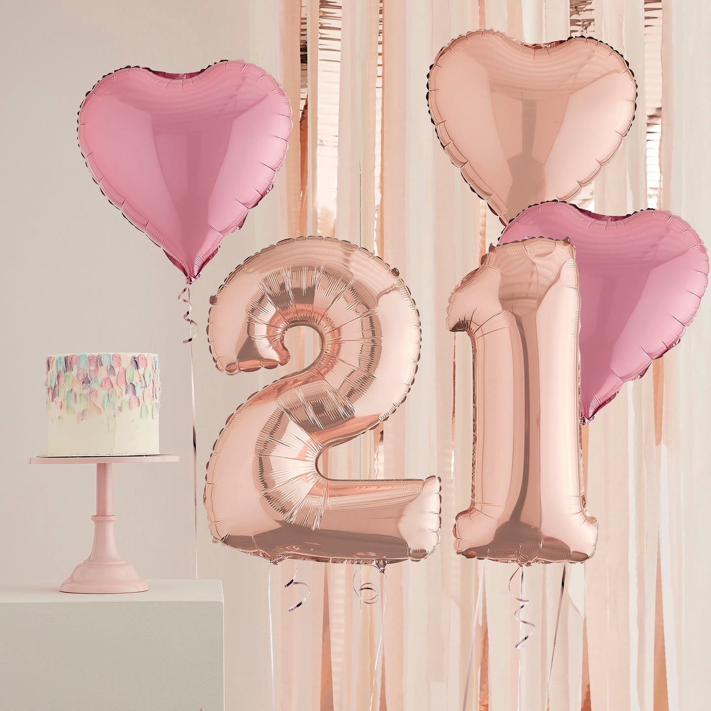 21st Birthday Rose Gold Helium Deluxe Bunch Balloons Delivered