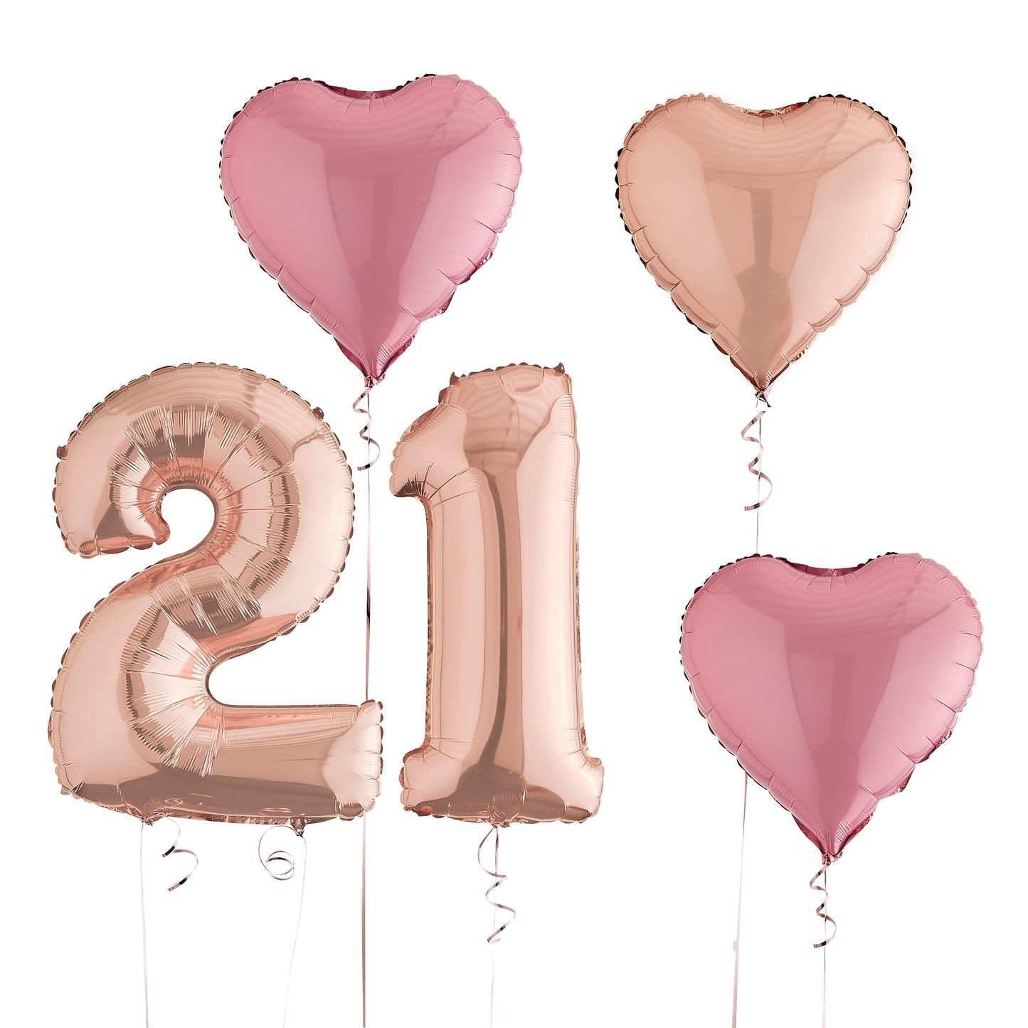 21st Birthday Rose Gold Helium Deluxe Bunch Balloons Delivered