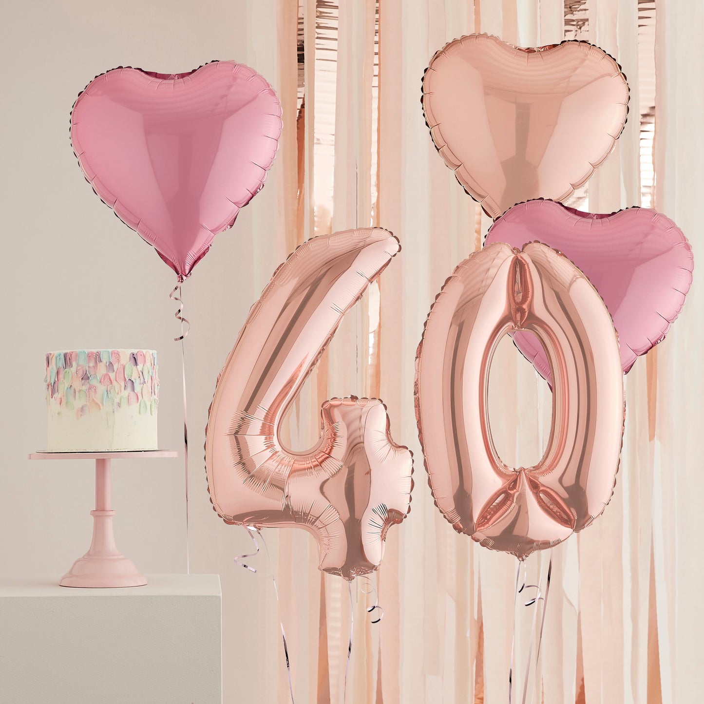 40th Birthday Rose Gold Helium Deluxe Bunch Balloons Delivered