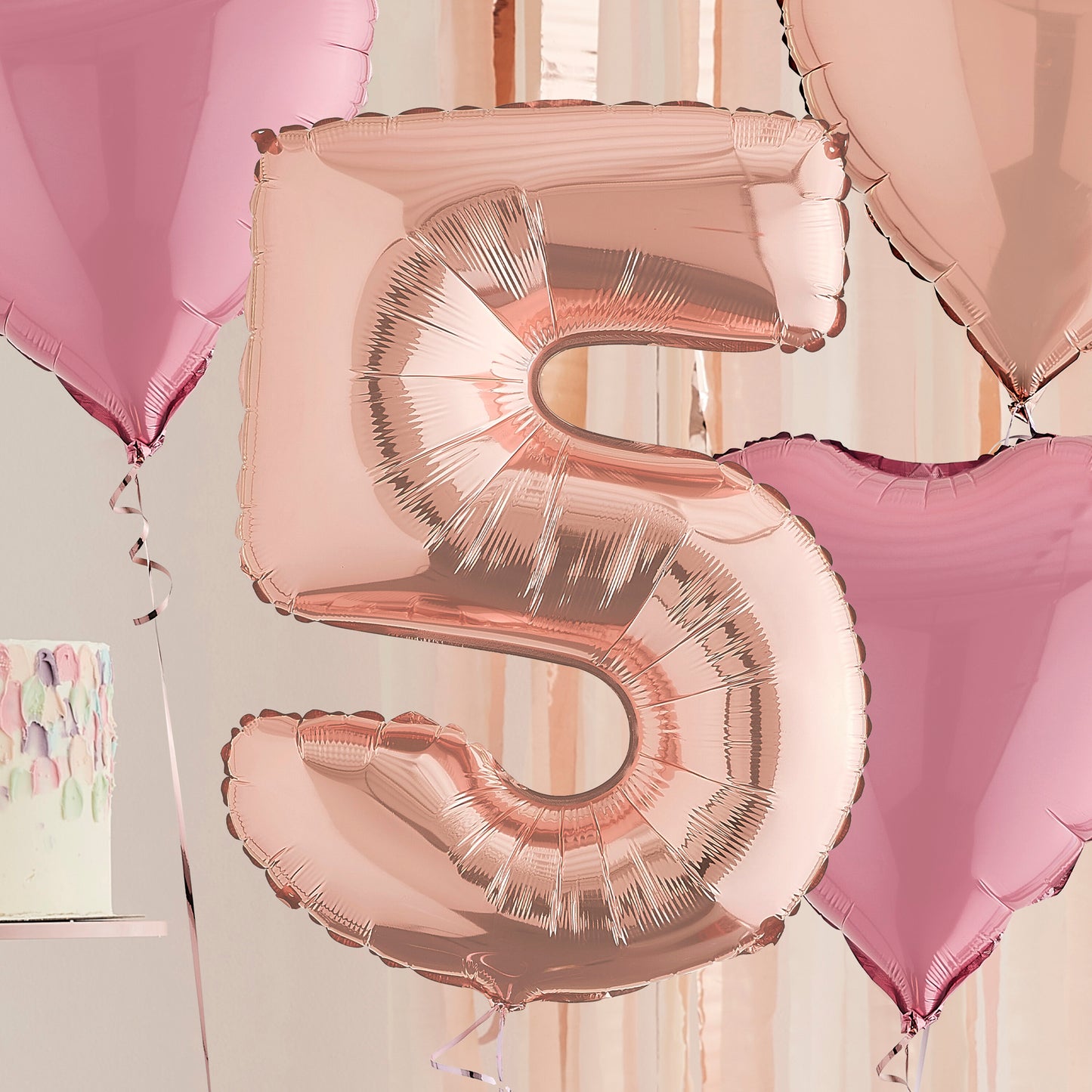 5th Birthday Rose Gold Helium Balloons Delivered