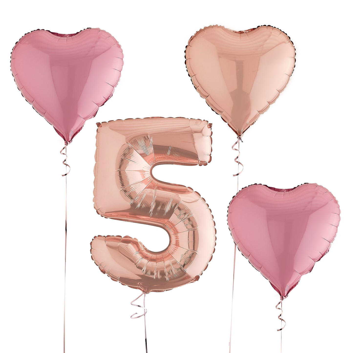 5th Birthday Rose Gold Helium Balloons Delivered