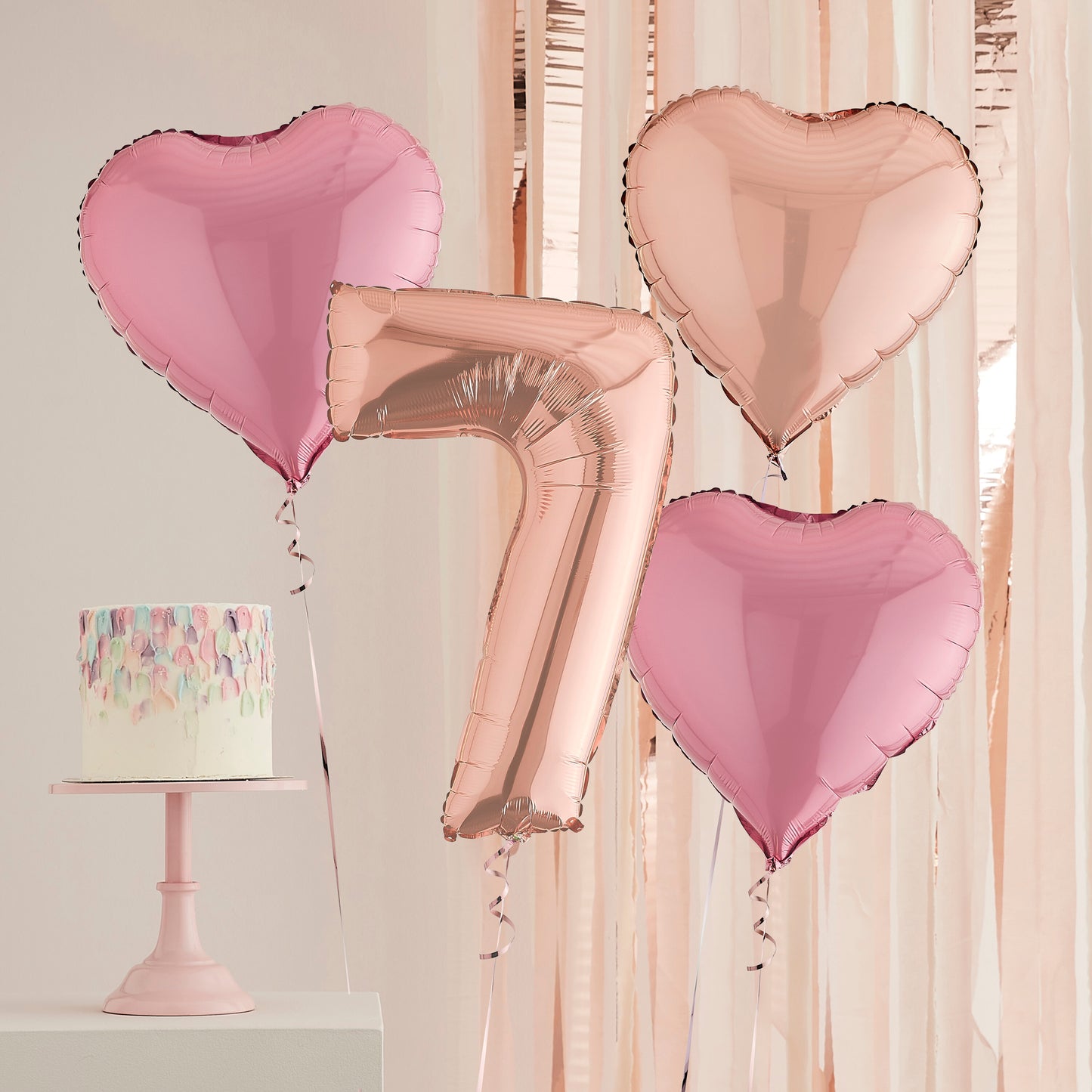 7th Birthday Rose Gold Helium Balloons Delivered