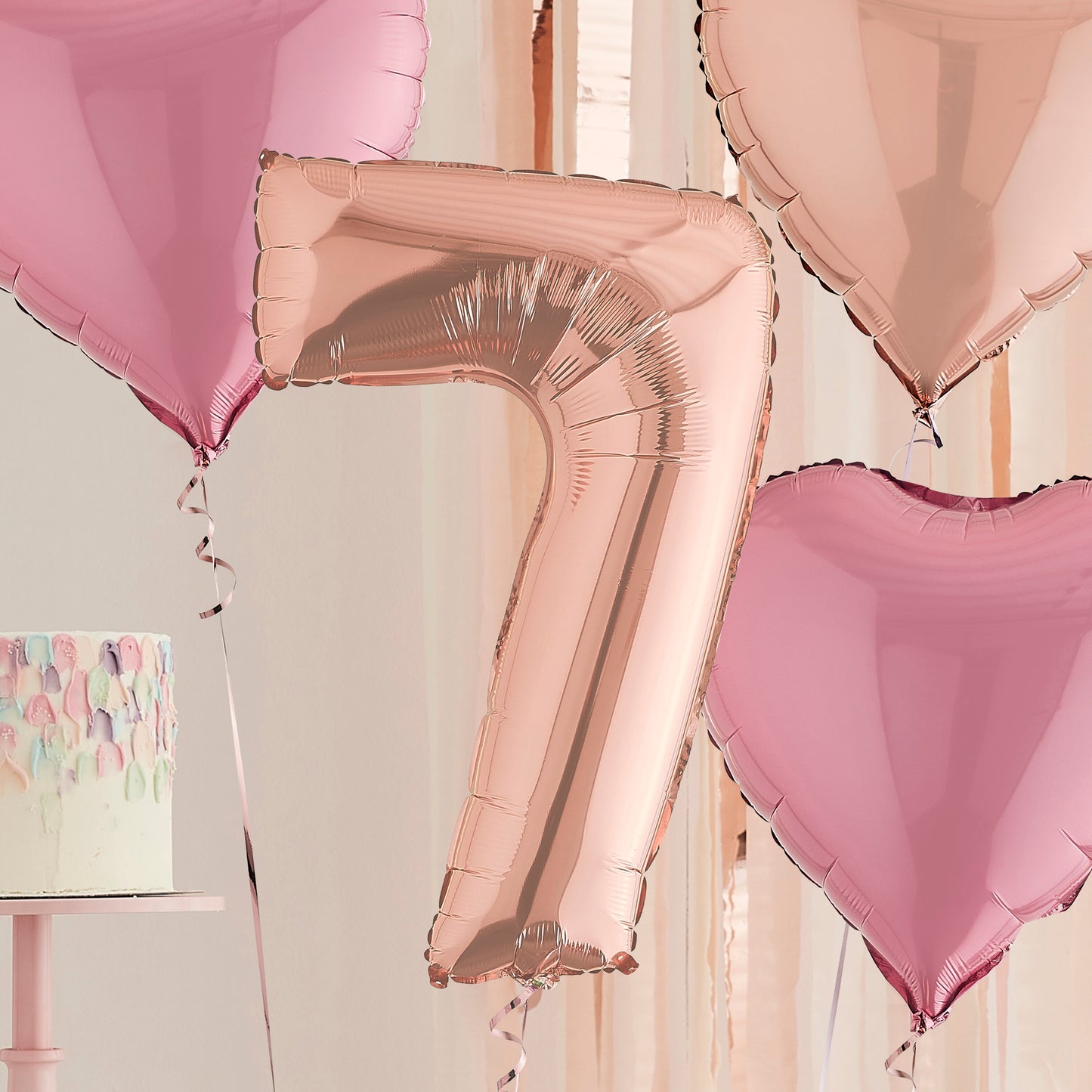 7th Birthday Rose Gold Helium Balloons Delivered