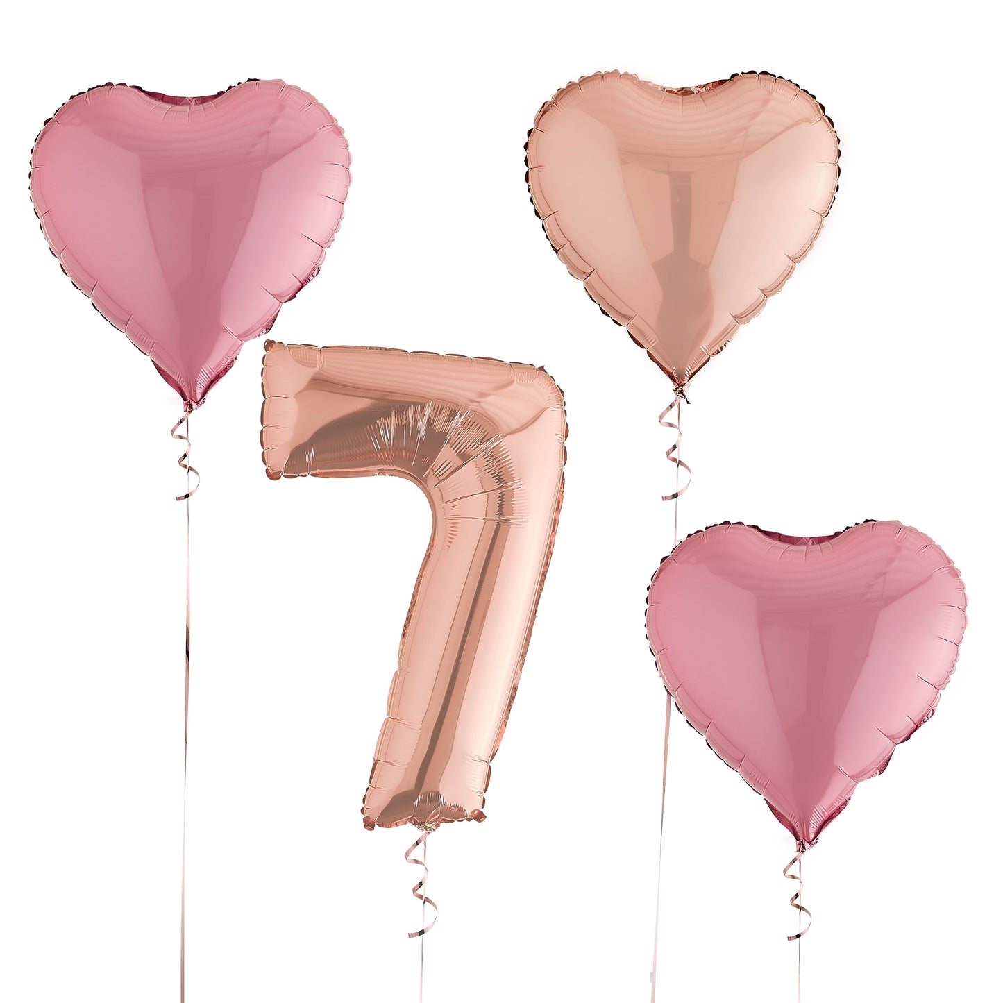 7th Birthday Rose Gold Helium Balloons Delivered