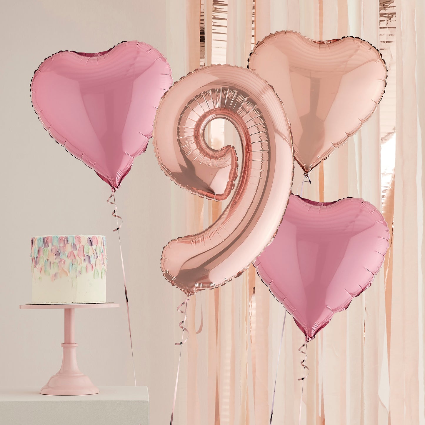 9th Birthday Rose Gold Helium Balloons Delivered