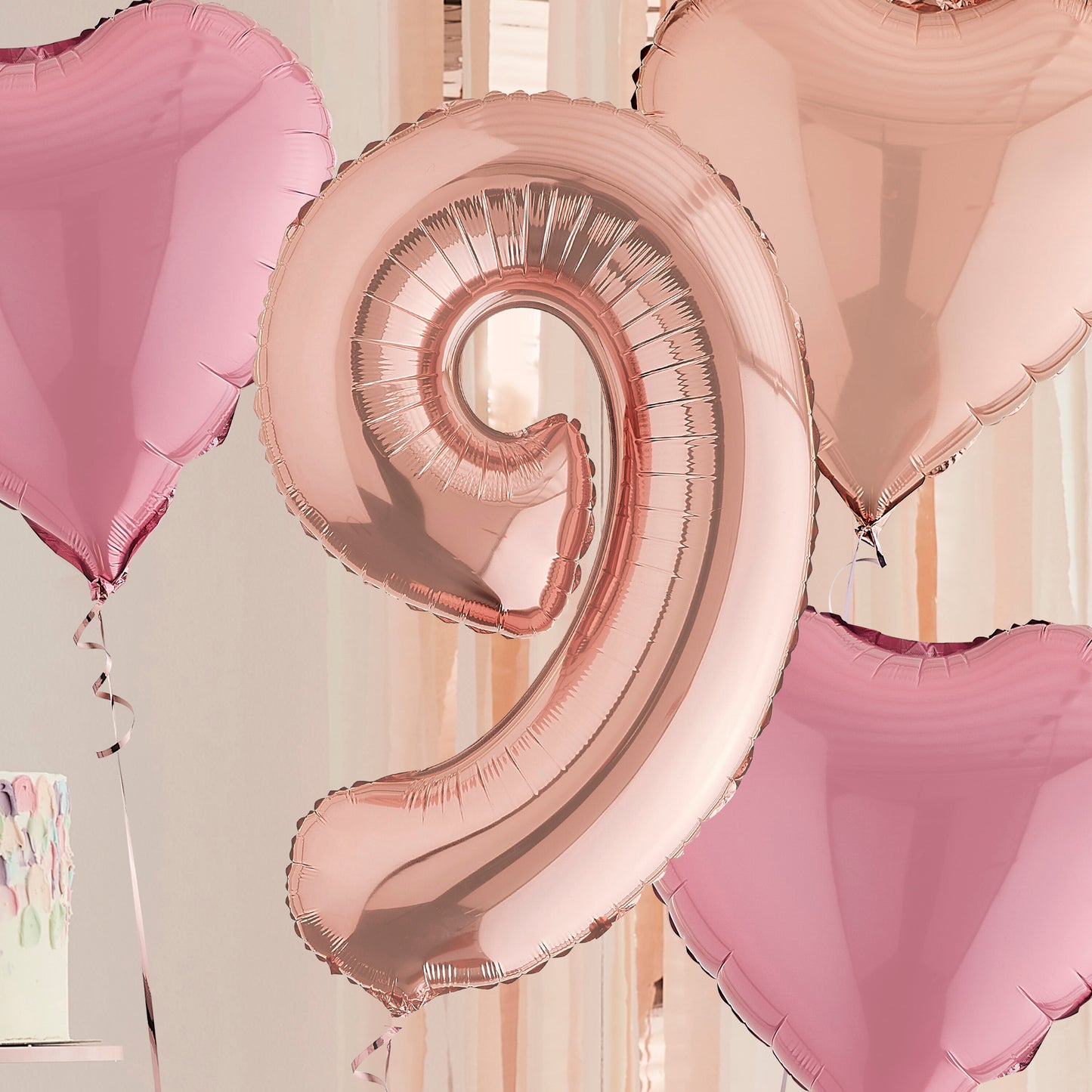 9th Birthday Rose Gold Helium Balloons Delivered