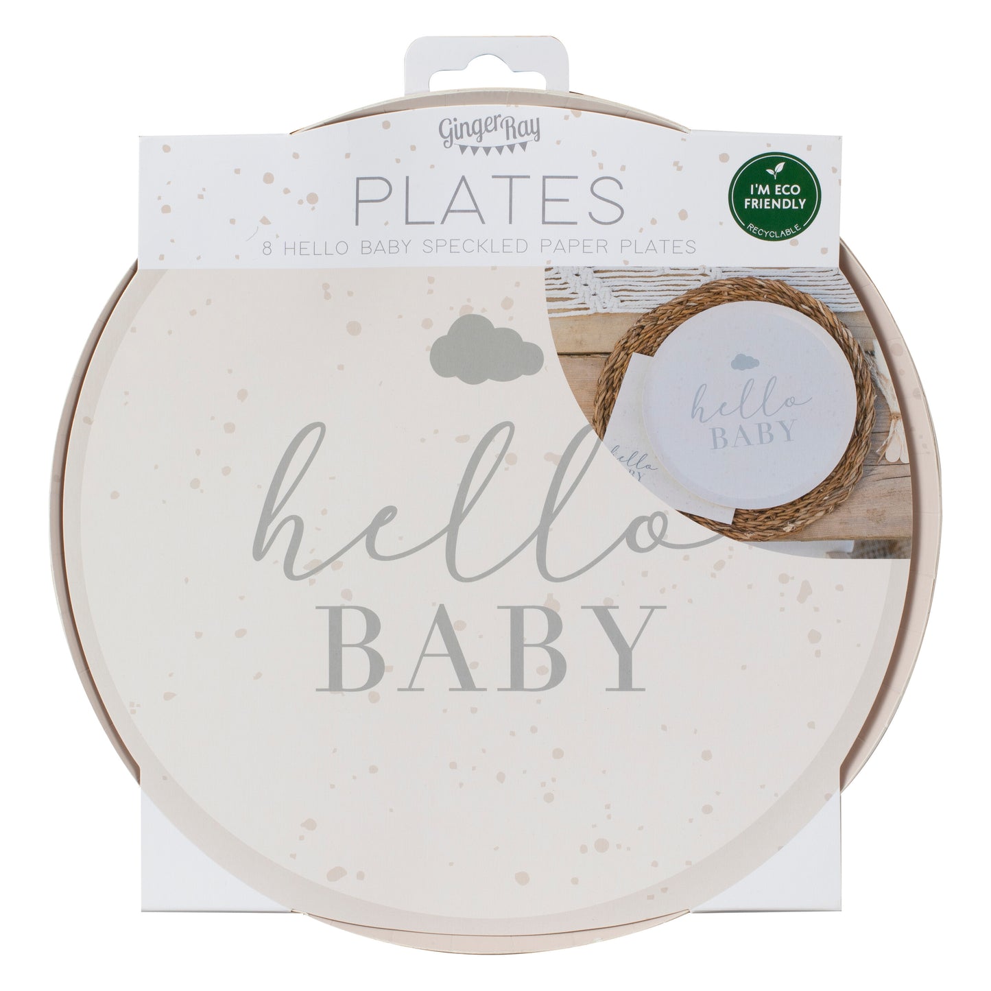 Hello Baby Neutral Baby Shower Plates