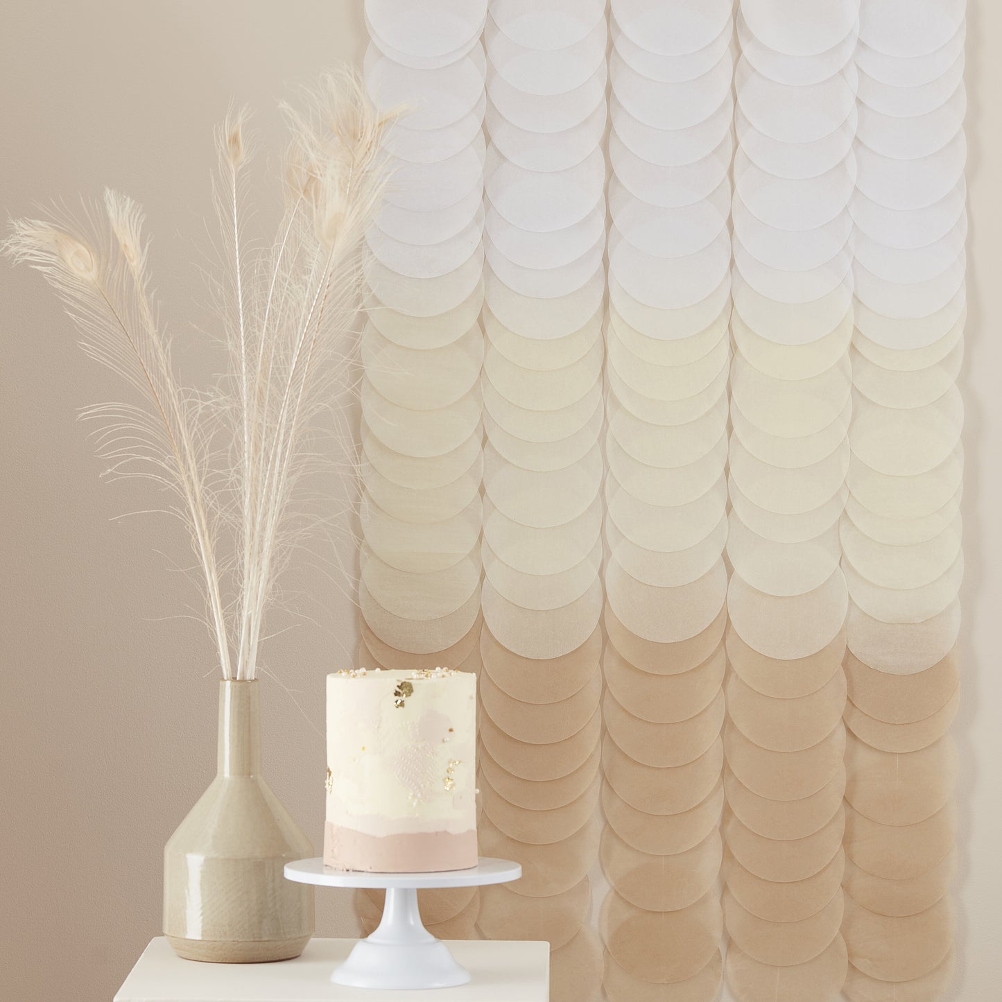 Neutral Ombre Tissue Paper Disc Party Backdrop
