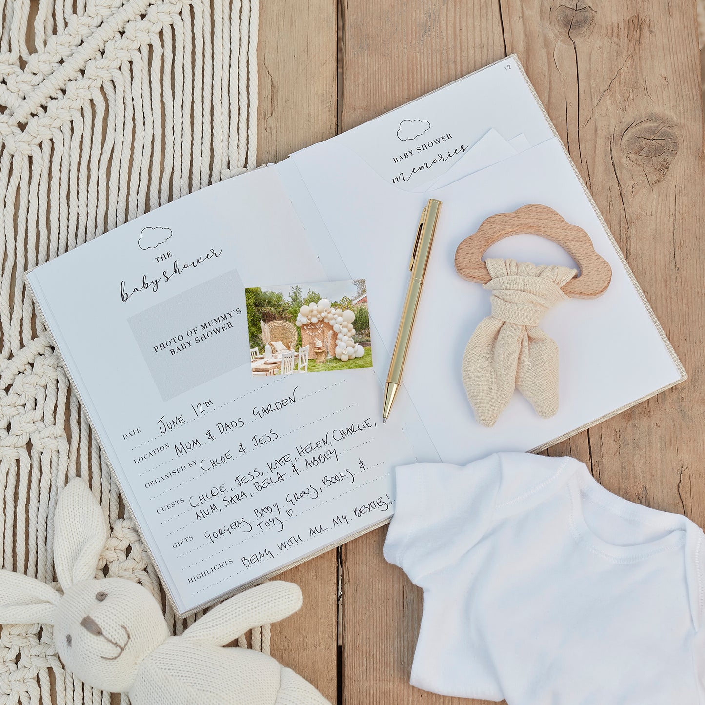 Hello Baby Neutral Linen Baby Memory Book