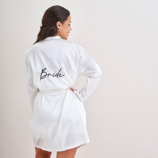 White Embroidered Bride Dressing Gown