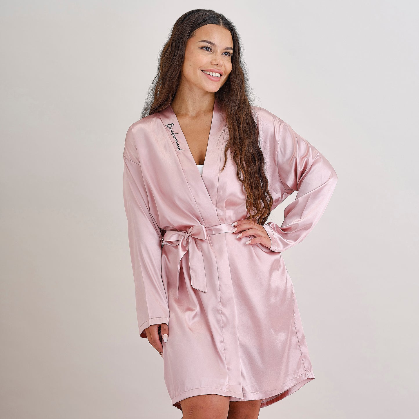 Pink Embroidered Bridesmaid Dressing Gown