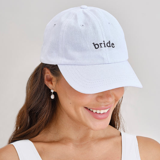 White Embroidered Bride Cap