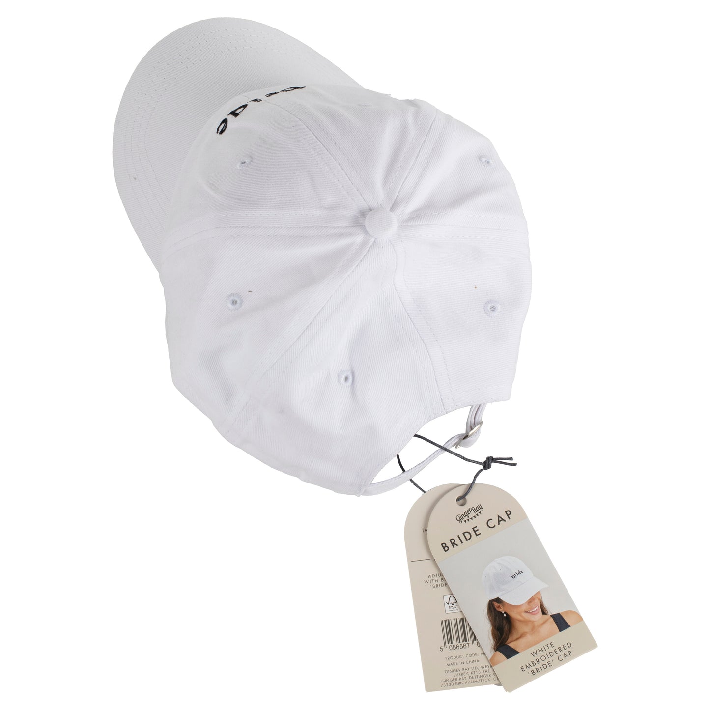 White Embroidered Bride Cap