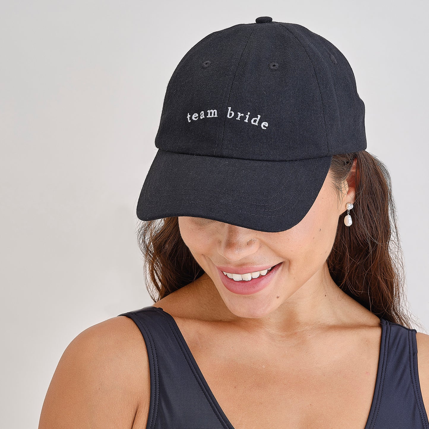 Black Embroidered Team Bride Cap