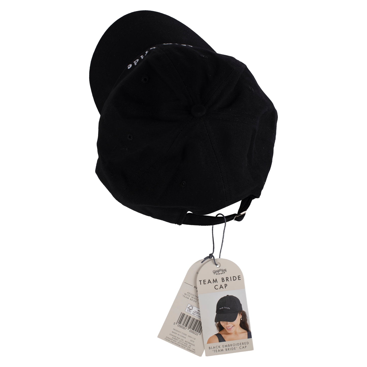 Black Embroidered Team Bride Cap