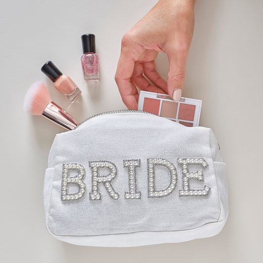 Embellished Pearl Bride Makeup Bag