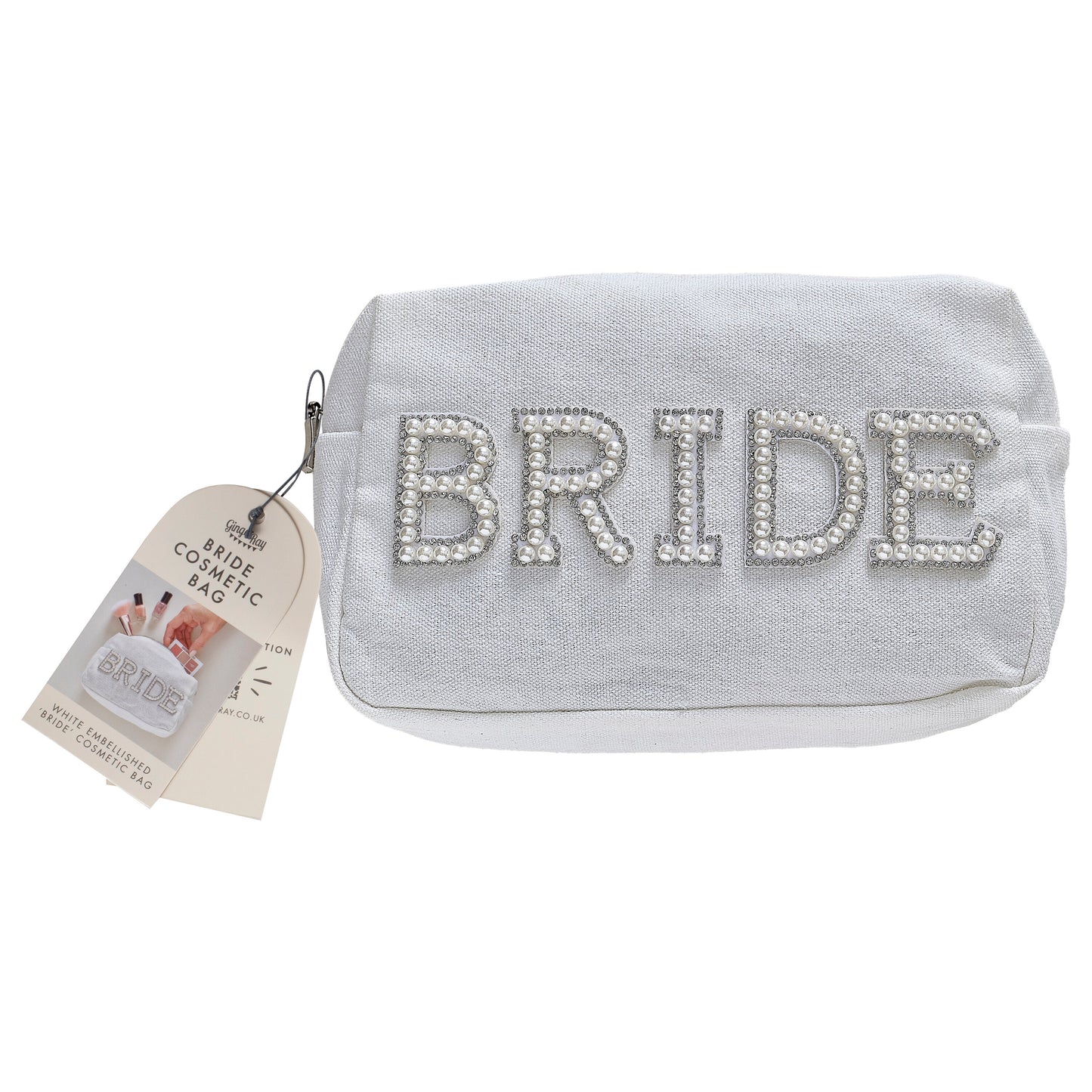 Embellished Pearl Bride Makeup Bag
