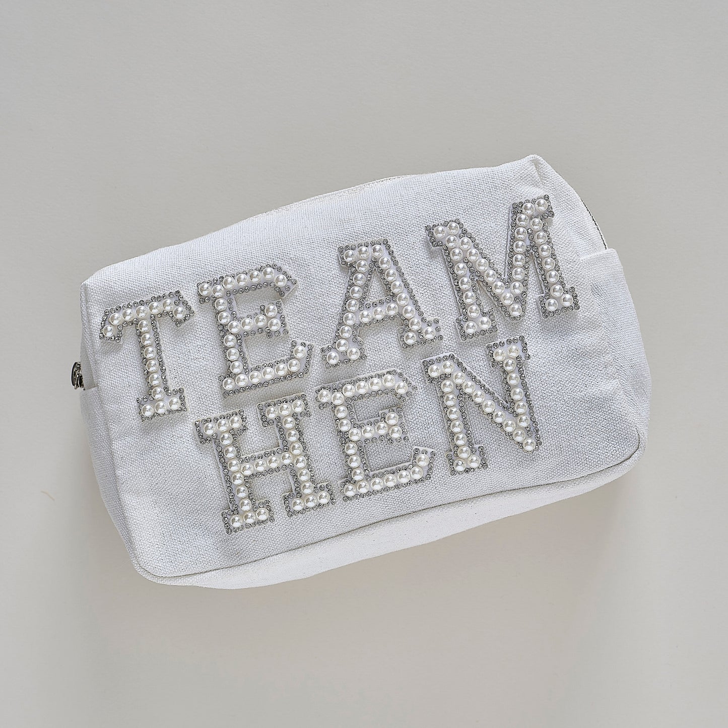 Embellished Pearl Team Hen Makeup Bag