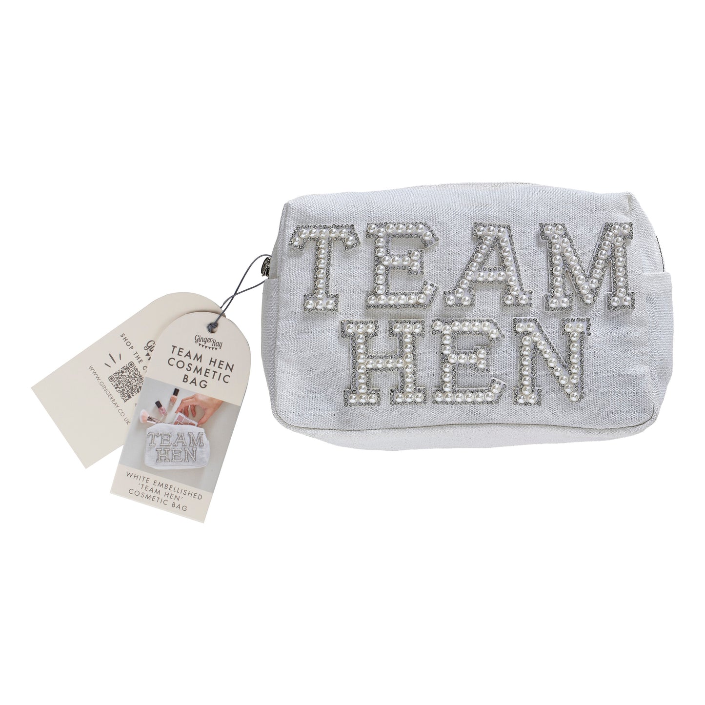 Embellished Pearl Team Hen Makeup Bag