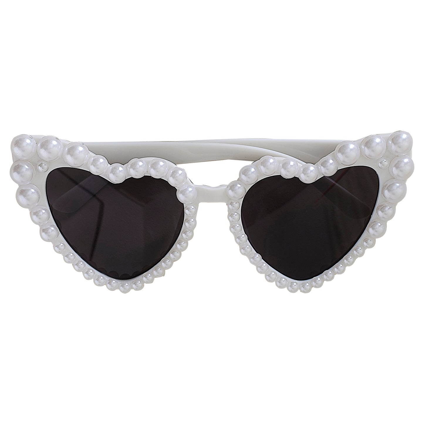 Pearl Embellished Heart Shaped Bride Sunglasses
