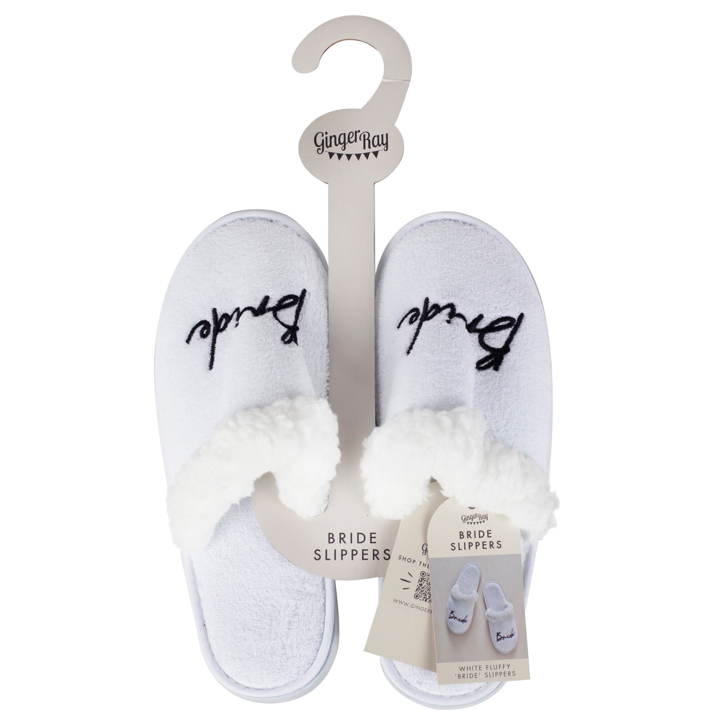 White Fluffy Bride Slippers