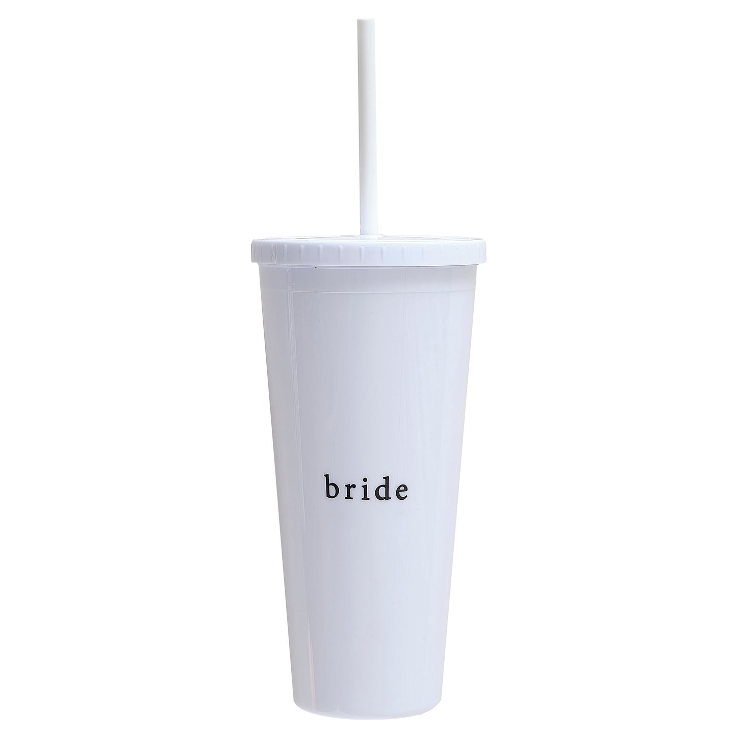 White Reusable Bride Hen Party Cup with Straw