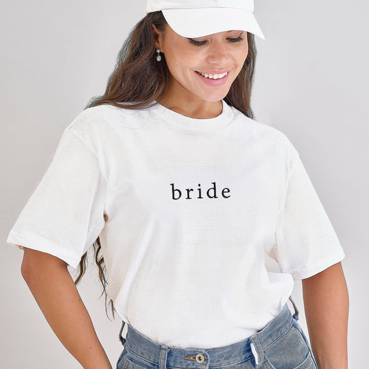 White Embroidered Bride Tshirt