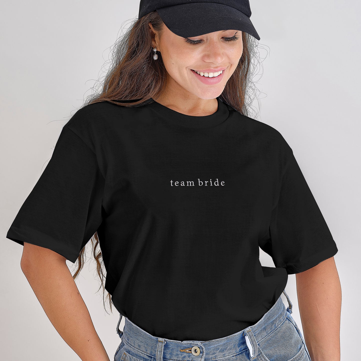 Black Embroidered Team Bride Hen Party Tshirt