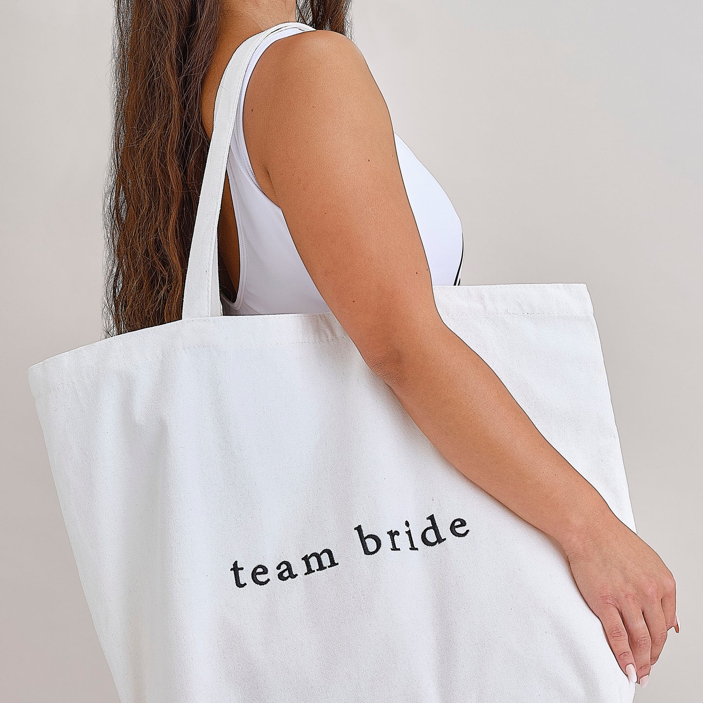 White Embroidered Team Bride Hen Party Tote Bag