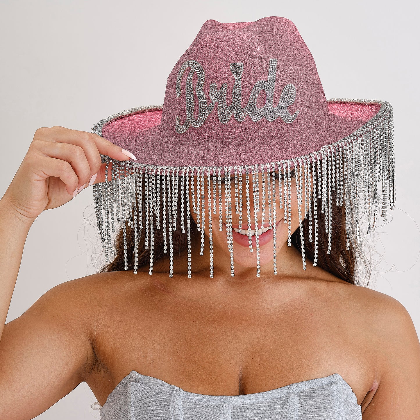 Pink Glitter Bride Cowboy Hat
