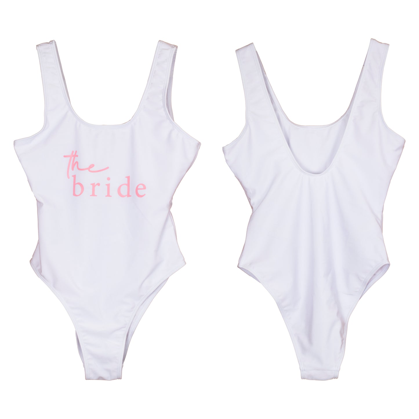 White & Pink Bride Swimsuit & Embroidered Bride Sarong Set