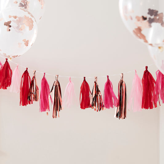 Rose Gold & Mixed Pink Tassel Garland