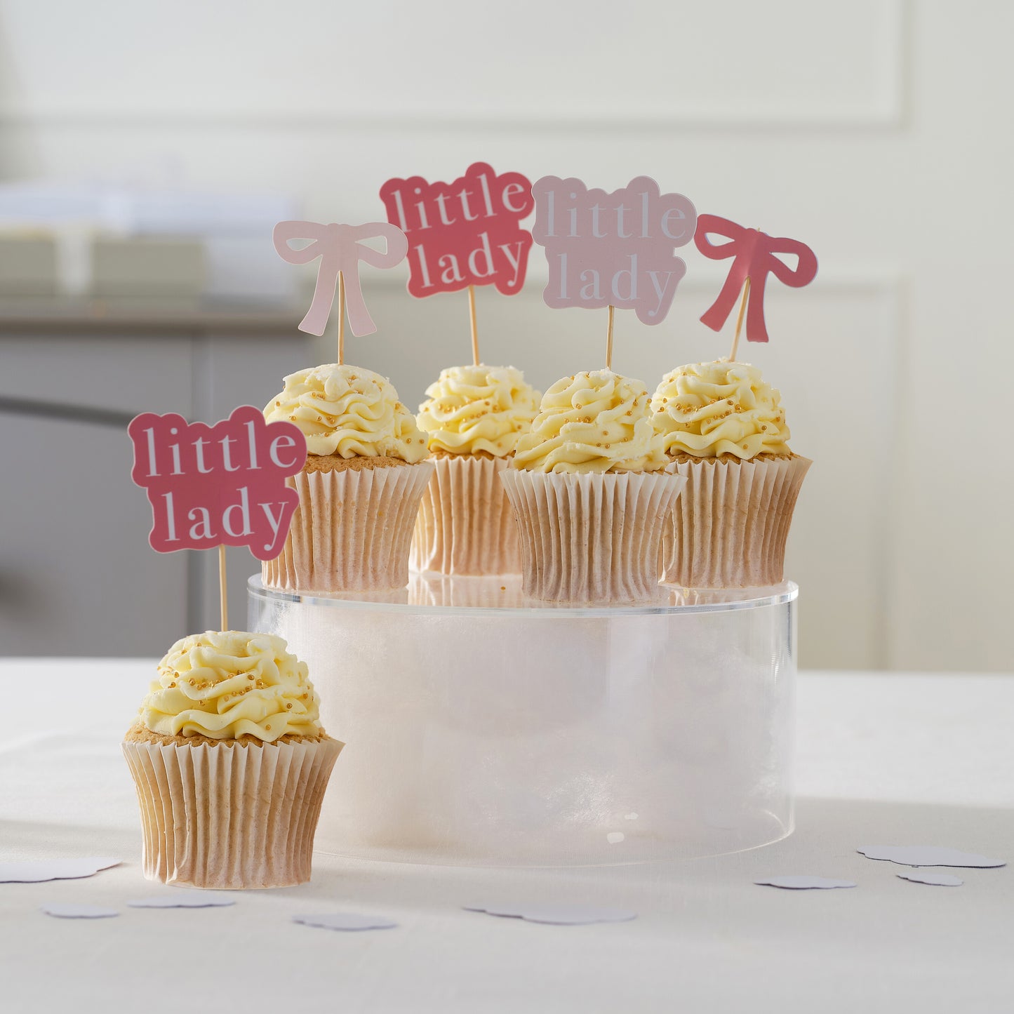 Pink Bows and 'Little Lady' Baby Shower Cupcake Toppers