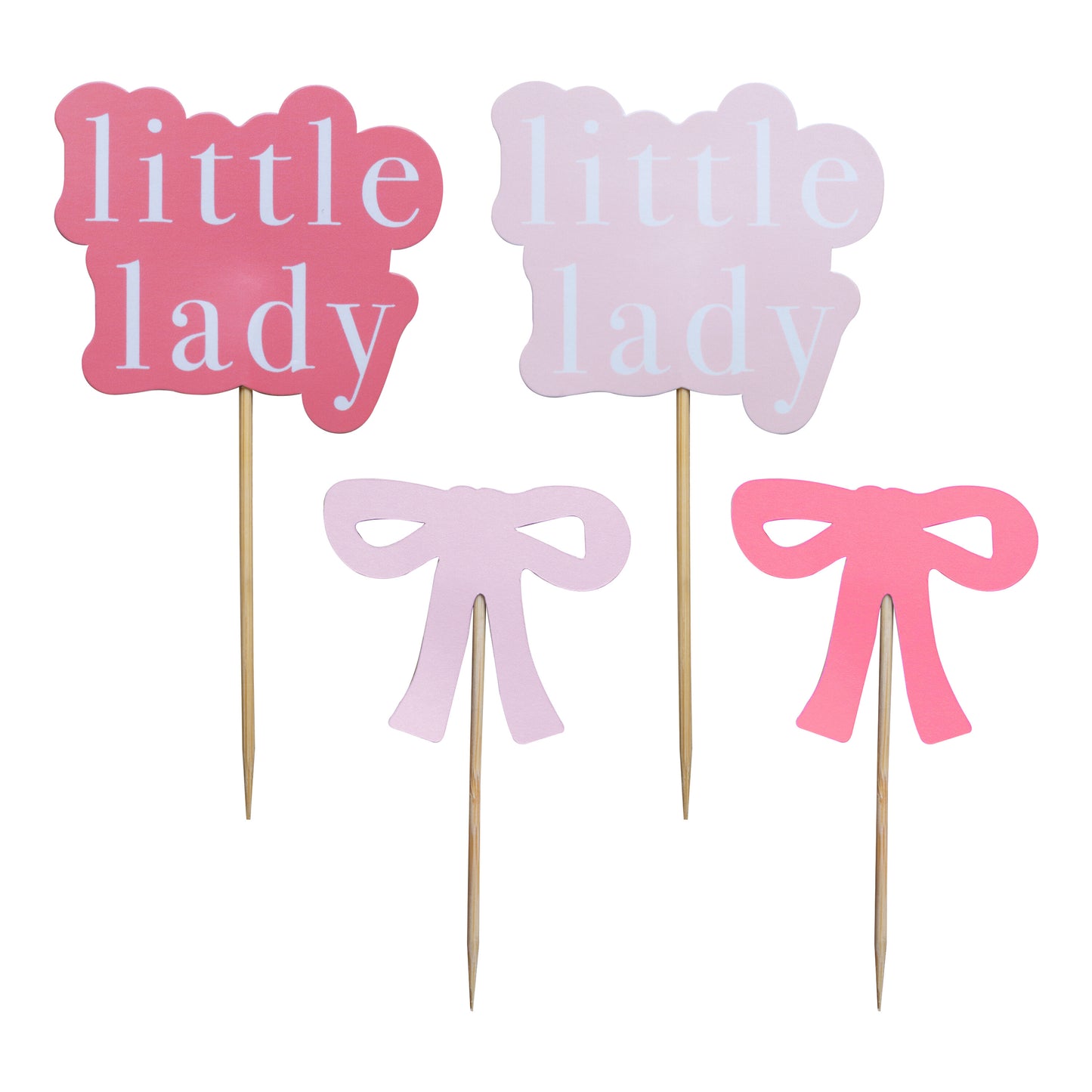 Pink Bows and 'Little Lady' Baby Shower Cupcake Toppers