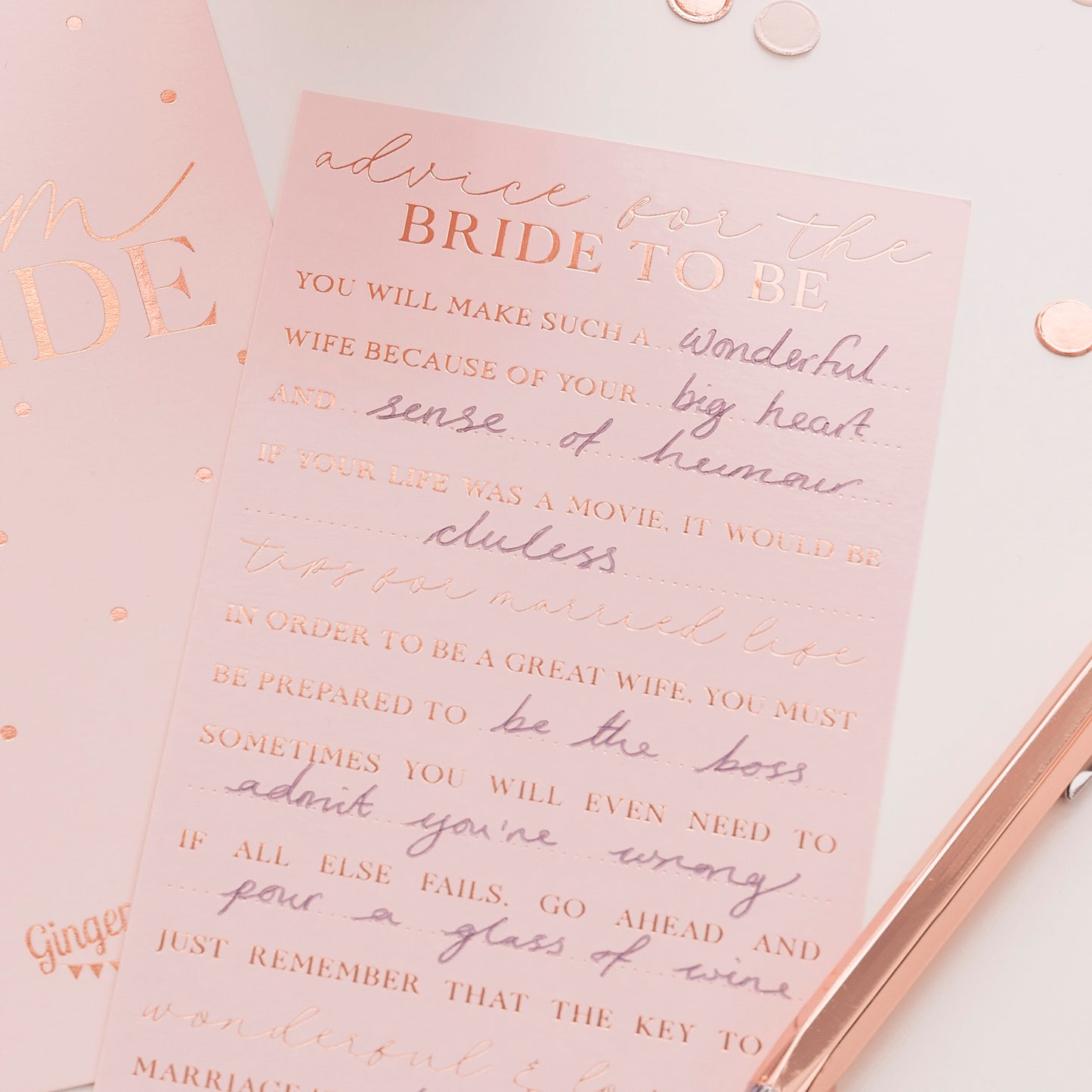 Rose Gold Folied Advice Cards