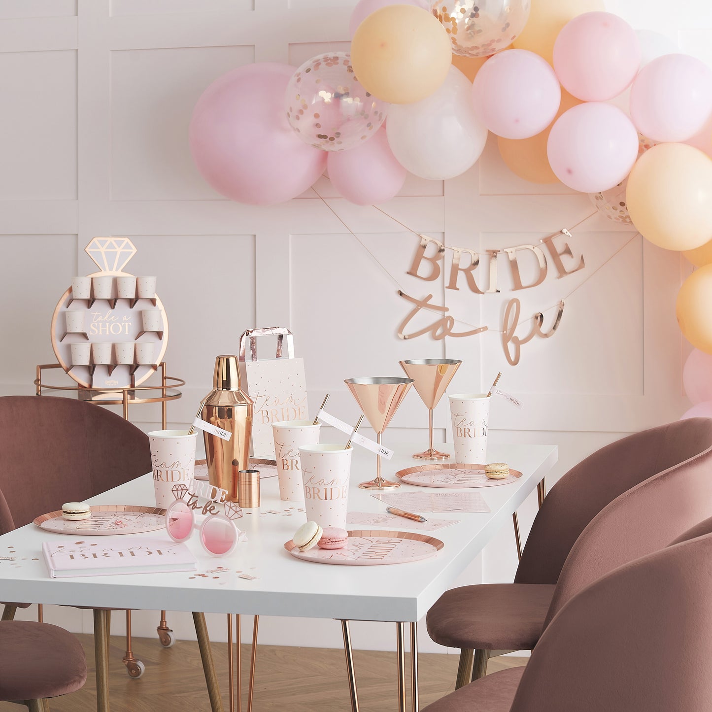 Matte Peach and Pink Hen Party Balloon Arch Garland