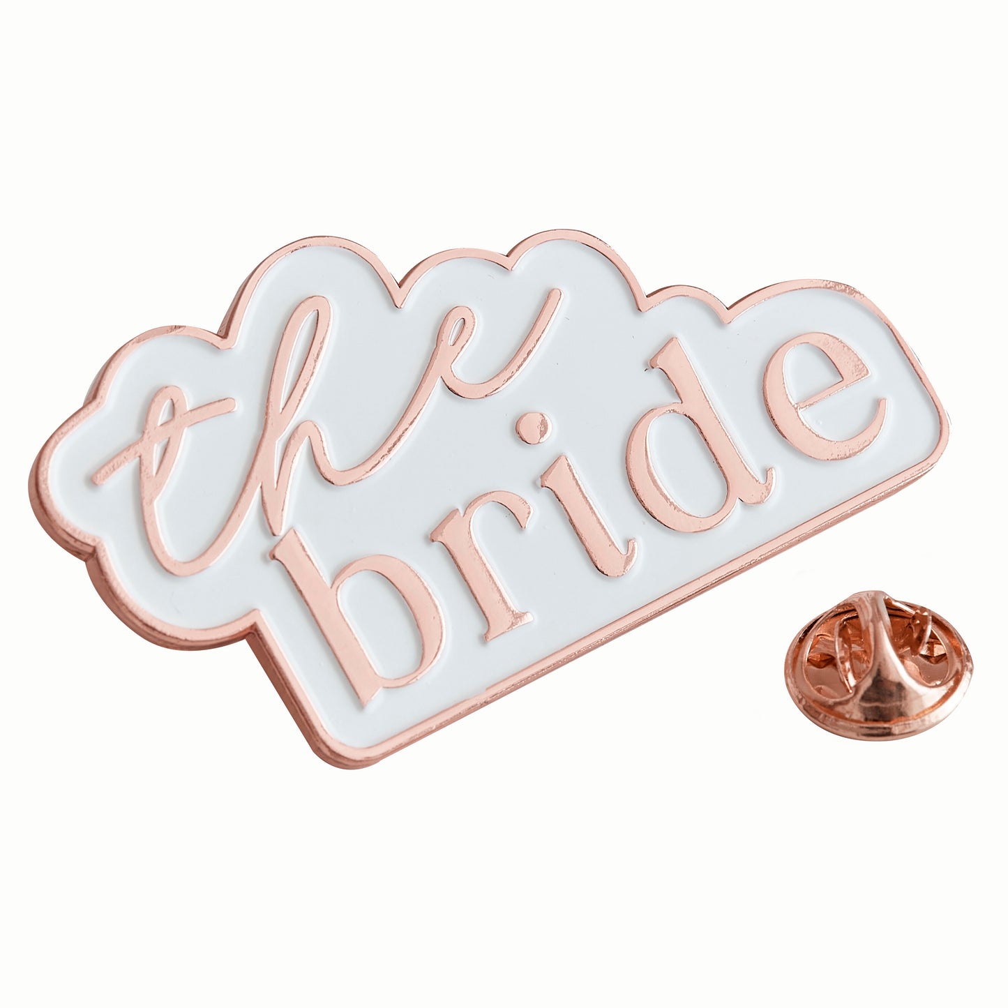Rose Gold and White The Bride Enamel Hen Party Badge