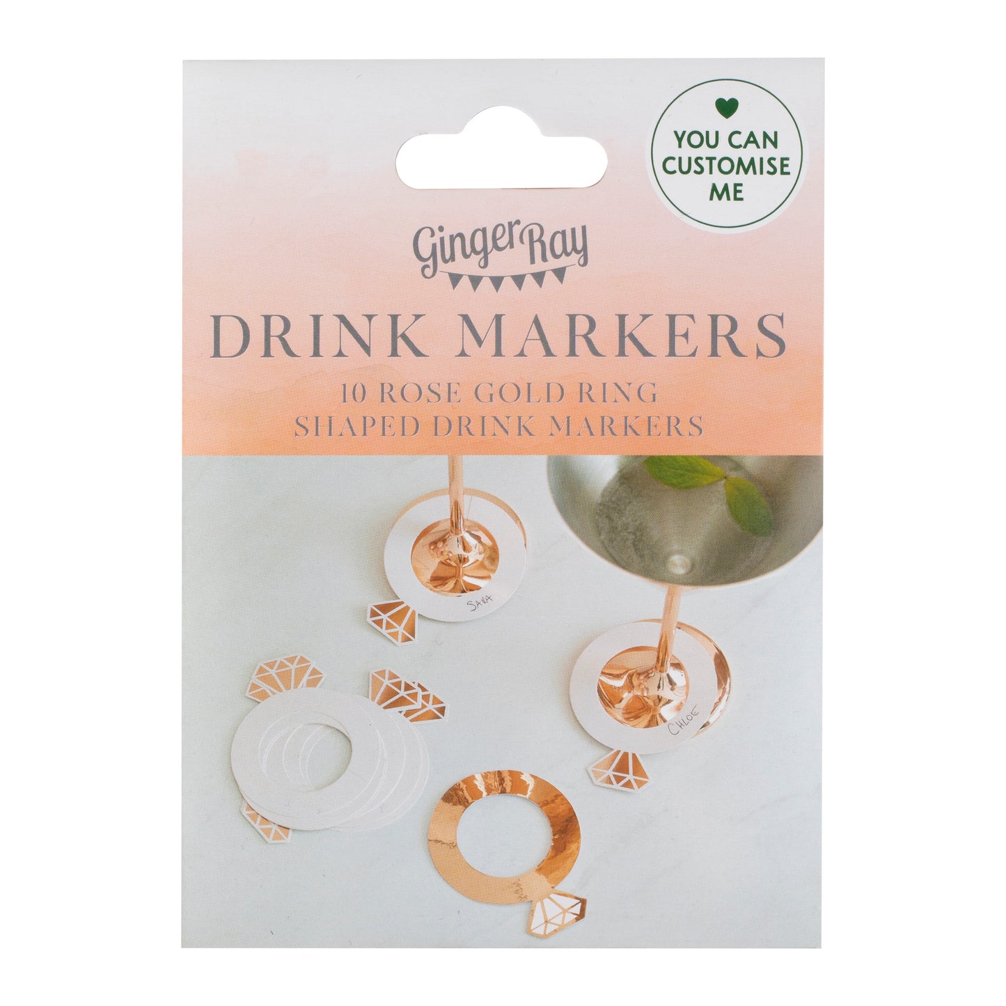 Rose Gold Ring Shaped Drink Markers