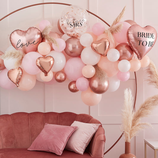 Pink, White, Peach and Rose Gold Hen Party Balloon Arch Kit