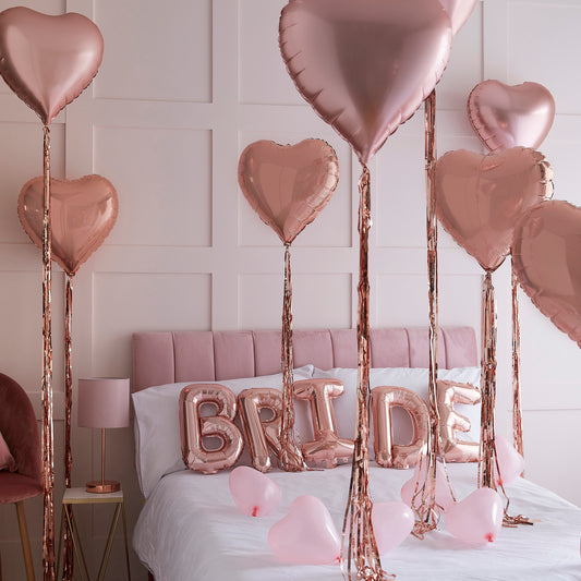 Rose Gold Bride and Heart Balloons Room Decoration Kit
