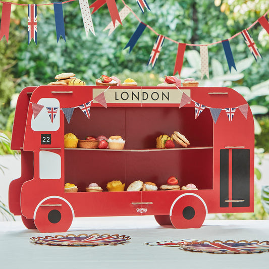 Red London Bus Cupcake & Sandwiches Stand