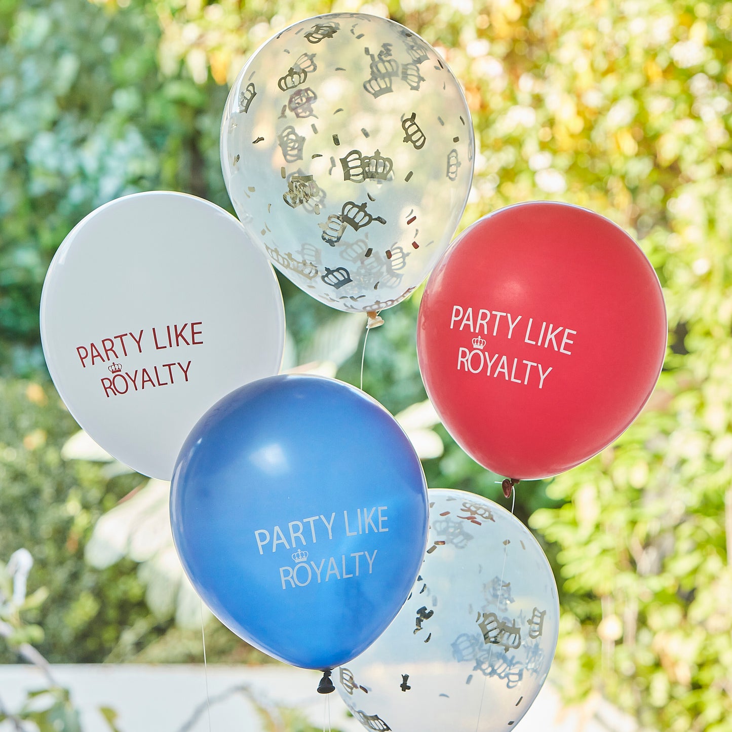 Red, White & Blue Party Like Royalty Confetti Balloons