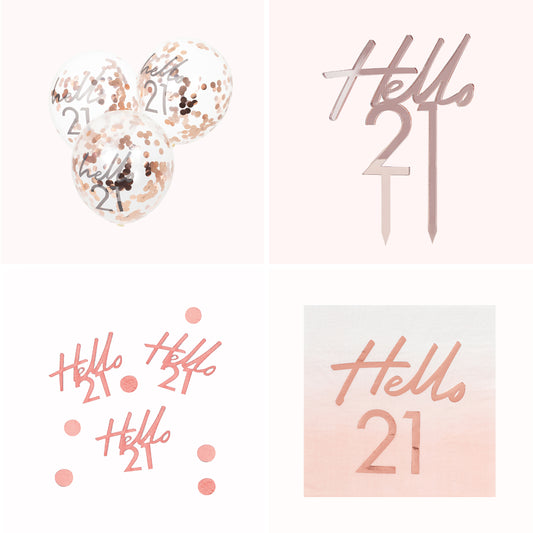 Rose Gold 21st Birthday Decorations Kit