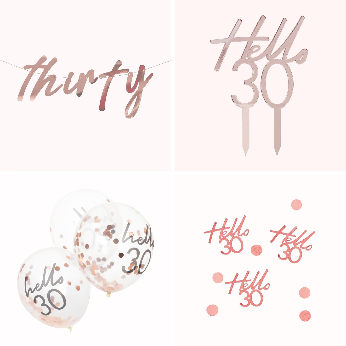 Rose Gold 30th Birthday Decorations Kit