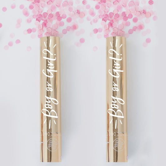 Gender Reveal Confetti Cannon With Pink Girl Confetti - 2 Pack